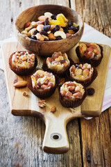 Sweets with nuts and caramel