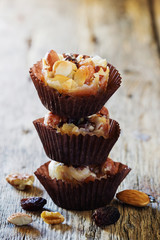 Sweets with nuts and caramel