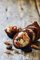 Sweets with nuts and caramel