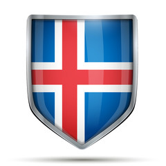 Obraz premium Shield with flag Iceland