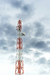 Antenna Tower of Communication with rain cloud sky