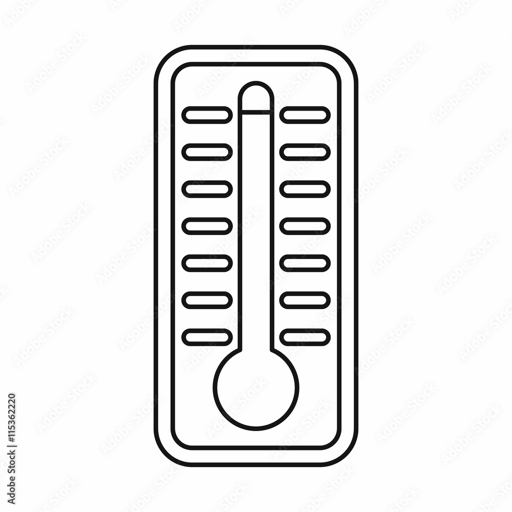 Poster thermometer indicates extremely high temperature icon in outline style isolated vector illustration