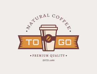 Coffee to go. Vector coffee logo.