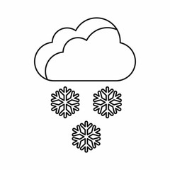 Cloud and snowflakes icon in outline style isolated vector illustration