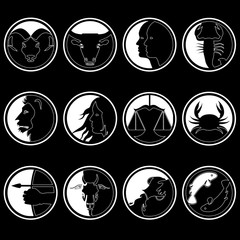 zodiac icons on blackboard