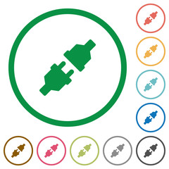 Power connectors outlined flat icons