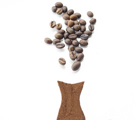 coffee beans on white isolated background