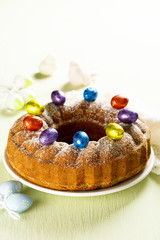 Bundt cake, decorated with candies