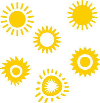 Set of sun icon hand draw. Vector Illustration