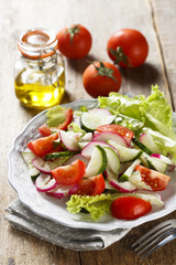 Vegetable salad with olive oil dressing