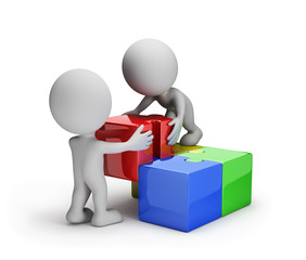 The team connects the puzzle