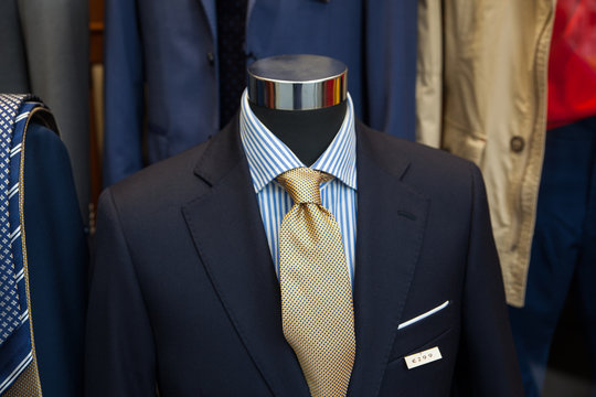Male suit in the clothes shop