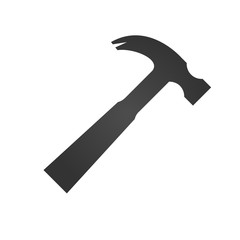Hammer icon. Simple flat logo of hammer on white background. Vector illustration.
