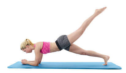 Fototapeta na wymiar Woman doing stretching exercises..
