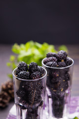 Fototapeta na wymiar black juicy mulberry
