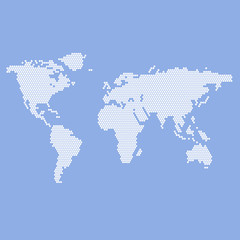 blue and white map of the world, vector illustration