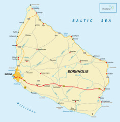 vector road map of the Danish island bornholm in the Baltic sea