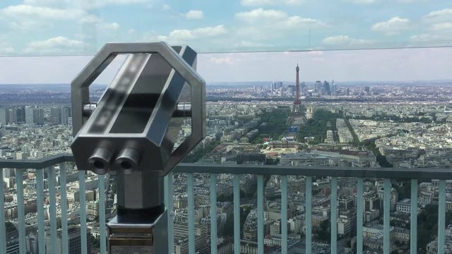 Panoramic View Of Paris From Montparnasse Tower. The Montparnasse Tower Panoramic Observation Deck has the most beautiful view of Paris - 4k