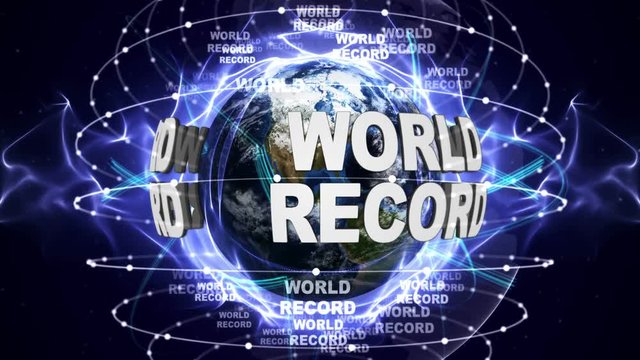 WORLD RECORD Text Animation with Keywords and Earth, Loop, 4k
