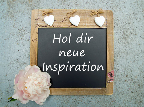 Hol dir neue Inspiration - Tafel mit Pfingstrose