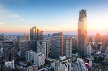 Türaufkleber Bangkok Bangkok-Stadtbild, Luftbild von Bangkoks modernen Bürogebäuden, Eigentumswohnungen in der Innenstadt von Bangkok