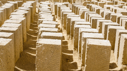 Tufa blocks in a stone quarry