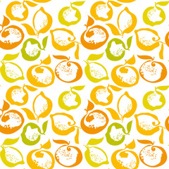 citrus fruit lemon and orange decorative pattern. vector illustr
