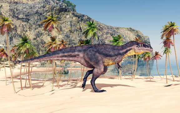 Dinosaur Tyrannotitan at the beach