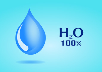 water drops. water formula. Vector illustration
a drop of water with a shadow on a blue background. Formula of water. Vector