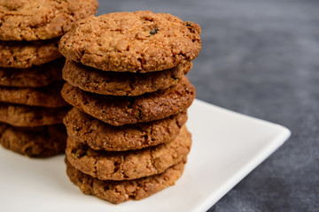 Sweet oatmeal cookies  in plate 
