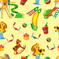 vector seamless pattern of children playground.