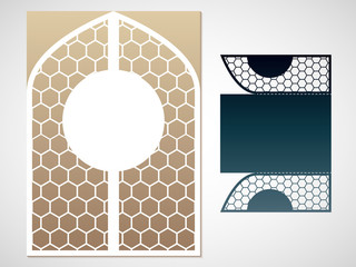 Vector laced gate. Laser Cutting template for greeting cards, en