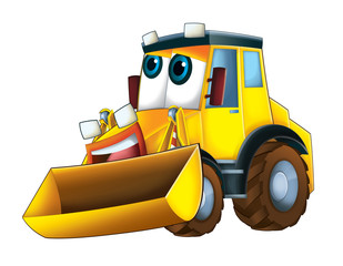 Cartoon funny excavator - isolated - illustration for children