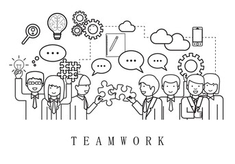 Teamwork, People Team-On White Background-Vector Illustration, Graphic Design. Business Concept For Web,Websites,Magazine Page,Print Materials