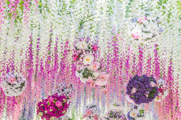 abstract floral background, fresh flowers as decoration