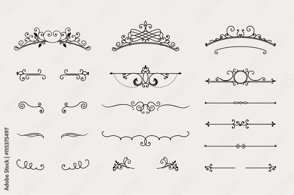 Wall mural set of headers and border elements