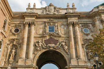 Fototapeta premium Castle courtyard gate in Budapest royal palace.