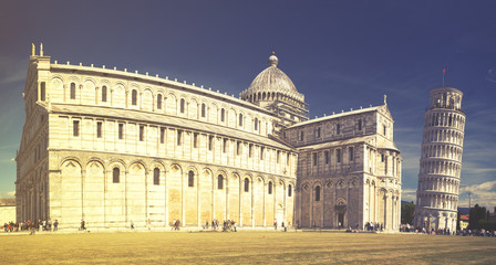 Naklejka premium SIENA,ITALY:Vintage retro stylized photo of the old town of Siena