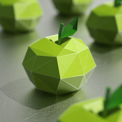 lowpoly apple fruits 3D rendering