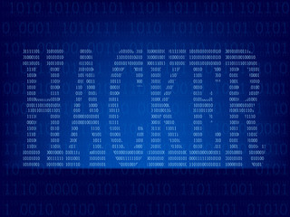 Computer binary code on Blue screen