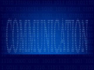 Computer binary code on Blue screen