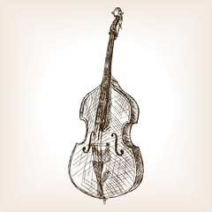 Fototapeta premium Double bass hand drawn sketch style vector