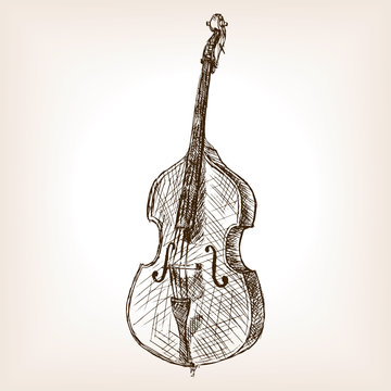 Double bass hand drawn sketch style vector