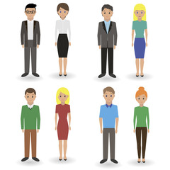 Fototapeta na wymiar Group of business men and business women standing on white background. Flat design people characters. 