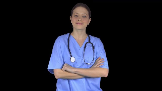 Cheerful smiling nurse doctor (Transparent Background)