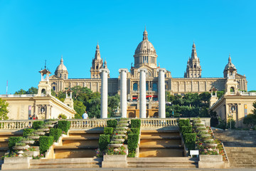 Obraz premium National Palace on Montjuic hill in Barcelona of Spain
