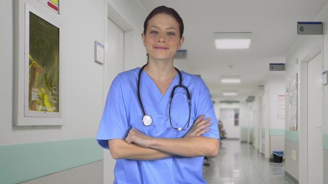 Cheerful smiling nurse doctor at a facility