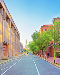 United States Mint Building and St Augustine Church in Philadelphia