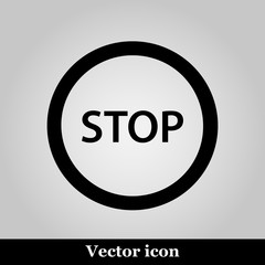 Stop icon, internet button on grey background.