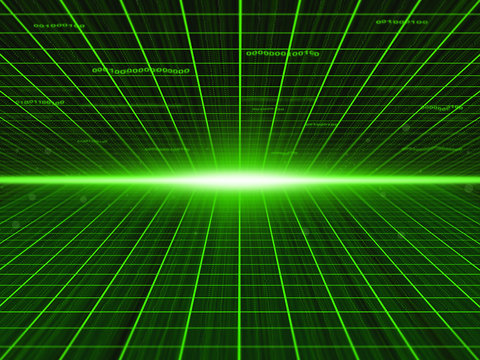 Abstract background: green binary cyberspace. High technology concept.